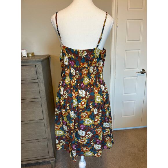 Shana | 100% Cotton Floral Spagetti Strap Smock Waist Dress | Large - Picture 10 of 14